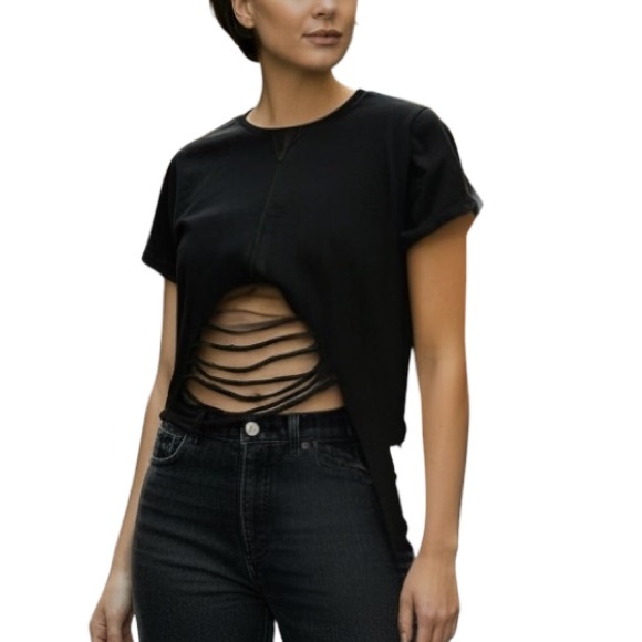 NWT Two Fashion Nova Black and Cream Crop Tops - Picture 3 of 6